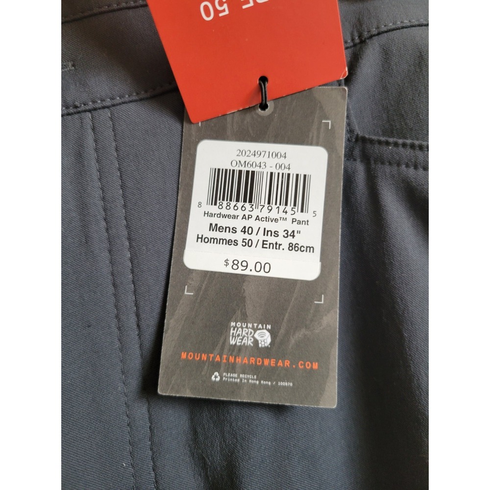 NEW Mountain Hardwear AP Active Pants Mens Hiking Stretch UPF 50 Gray - Picture 4 of 16